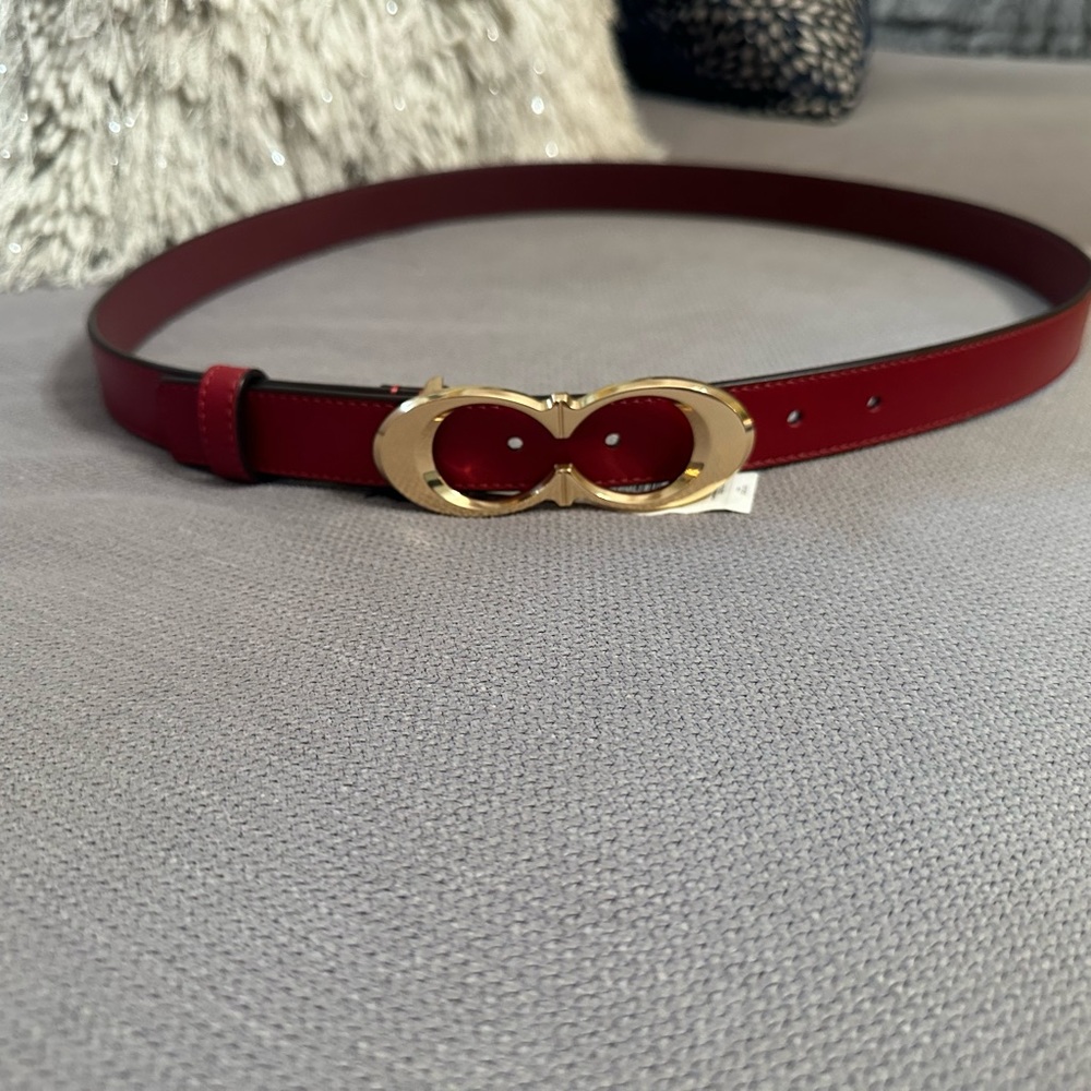 New Coach Leather Belt - Red- Large